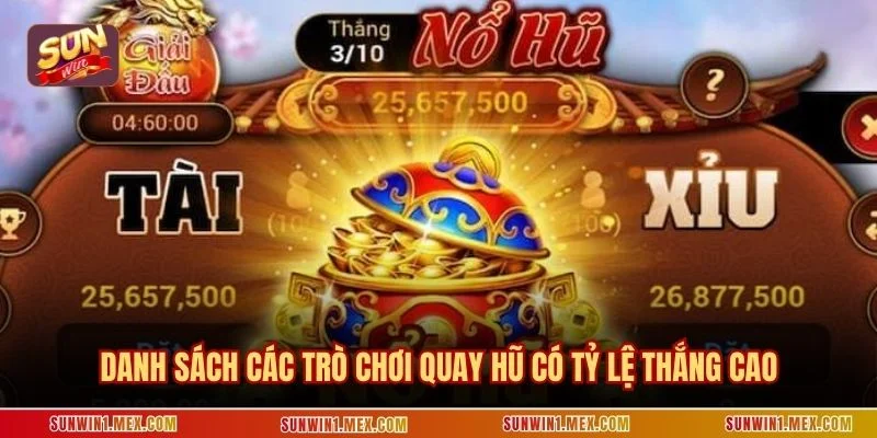 Danh sách các trò chơi quay hũ có tỷ lệ thắng cao